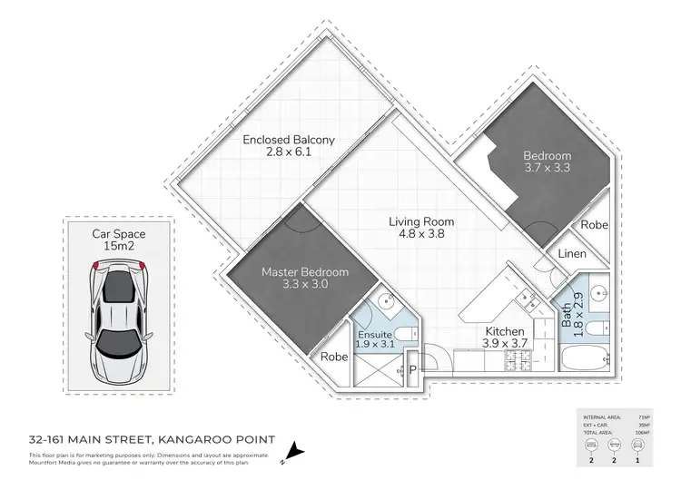 Floorplan of Homely apartment listing, 32/161 Main Street, Kangaroo Point QLD 4169