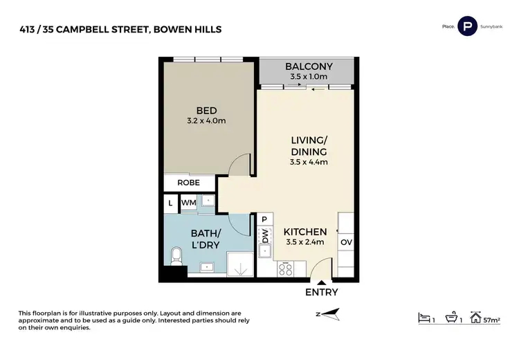 Floorplan of Homely apartment listing, 413/35 Campbell Street, Bowen Hills QLD 4006