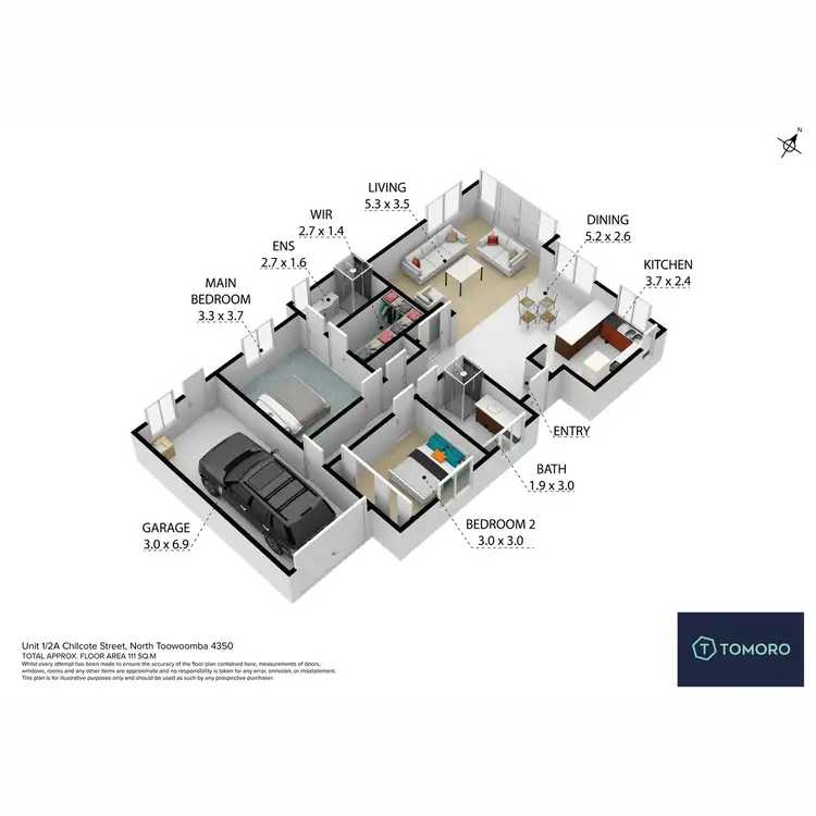 Floorplan of Homely unit listing, 1/2A Chilcote Street, North Toowoomba QLD 4350