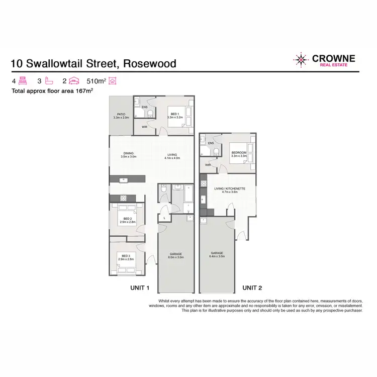 Floorplan of Homely semi-detached listing, 1&2/10 Swallowtail Street, Rosewood QLD 4340