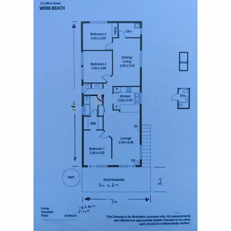 Floorplan of Homely house listing, 13 Collins Street (Esplanade), Webb Beach SA 5501