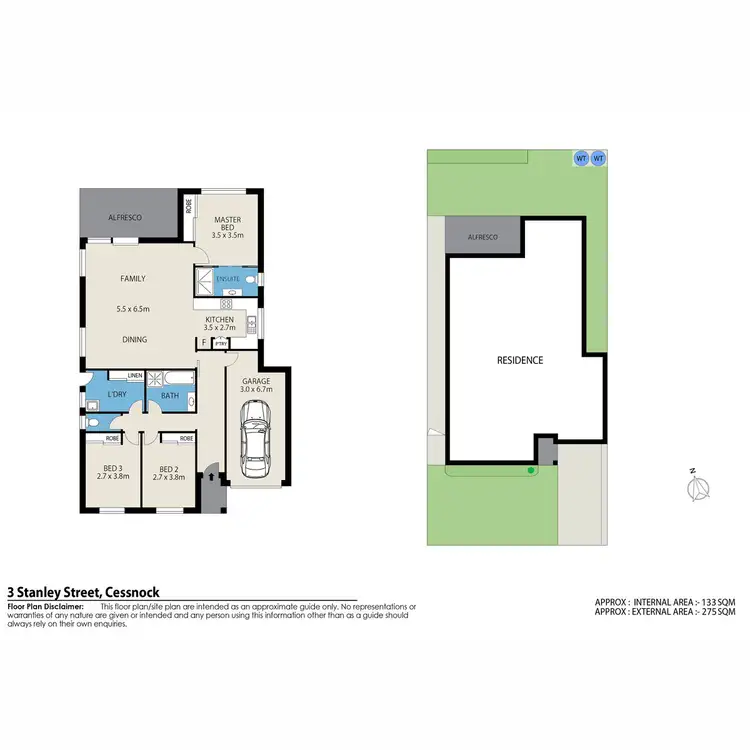 Floorplan of Homely semi-detached listing, 3 Stanley Street, Cessnock NSW 2325