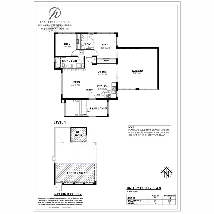 Floorplan of Homely unit listing, 12/12 Heath Road, Kalamunda WA 6076