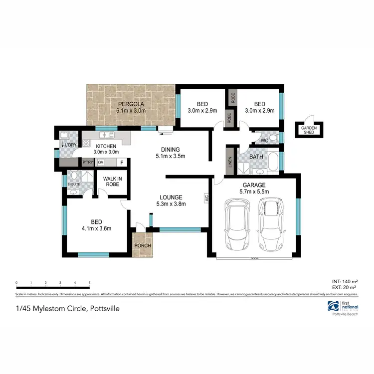 Floorplan of Homely semi-detached listing, 1/45 Mylestom Circle, Pottsville NSW 2489
