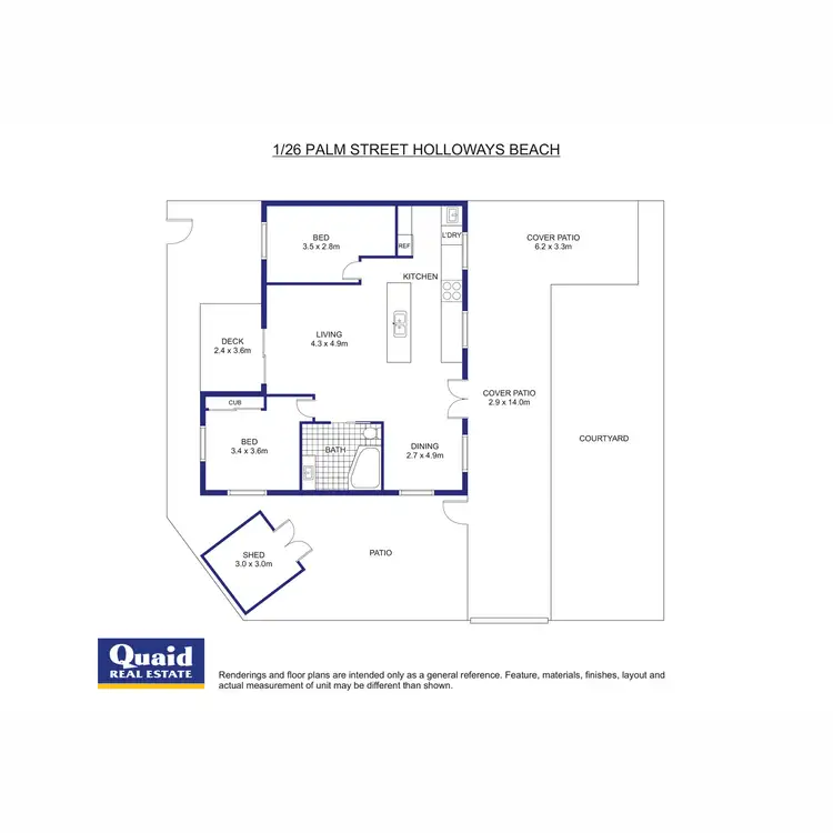 Floorplan of Homely semi-detached listing, 1/26 Palm Street, Holloways Beach QLD 4878