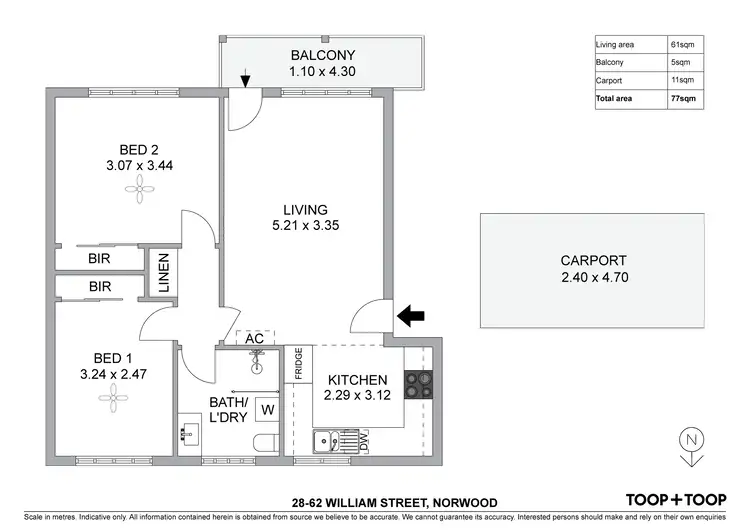 Floorplan of Homely unit listing, 28/62 William Street, Norwood SA 5067