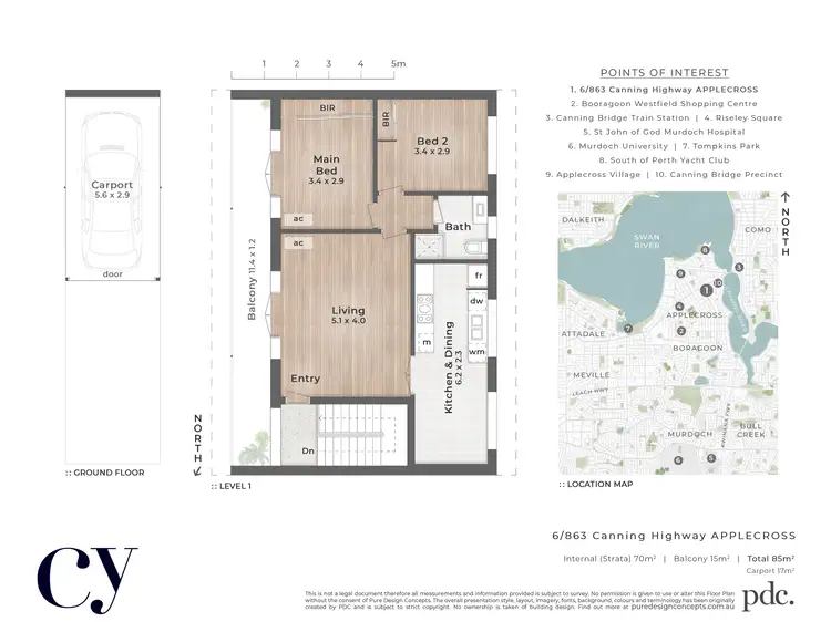 Floorplan of Homely apartment listing, 6/863 Canning Highway, Applecross WA 6153