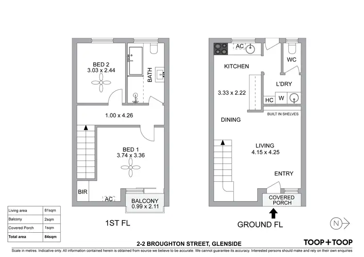 Floorplan of Homely townhouse listing, 2/2 Broughton Street, Glenside SA 5065