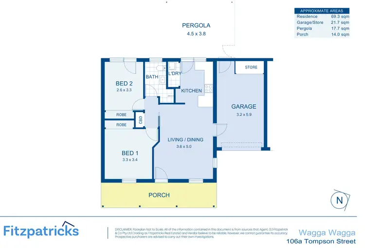 Floorplan of Homely villa listing, 106A Tompson Street, Wagga Wagga NSW 2650