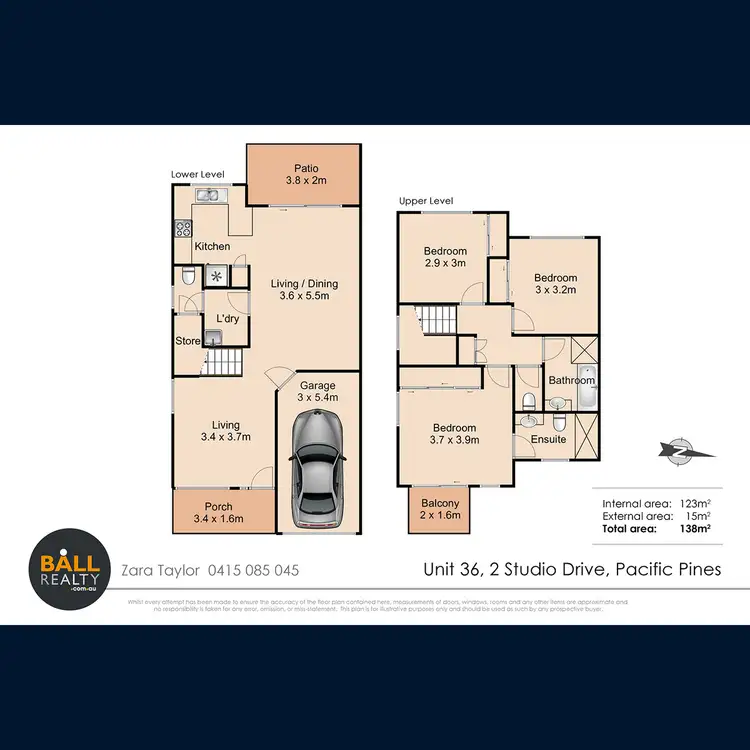Floorplan of Homely townhouse listing, 36/2 Studio Drive, Pacific Pines QLD 4211