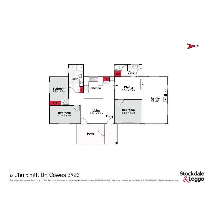 Floorplan of Homely house listing, 6 Churchill Drive, Cowes VIC 3922