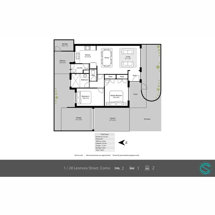 Floorplan of Homely villa listing, 1/28 Leonora Street, Como WA 6152
