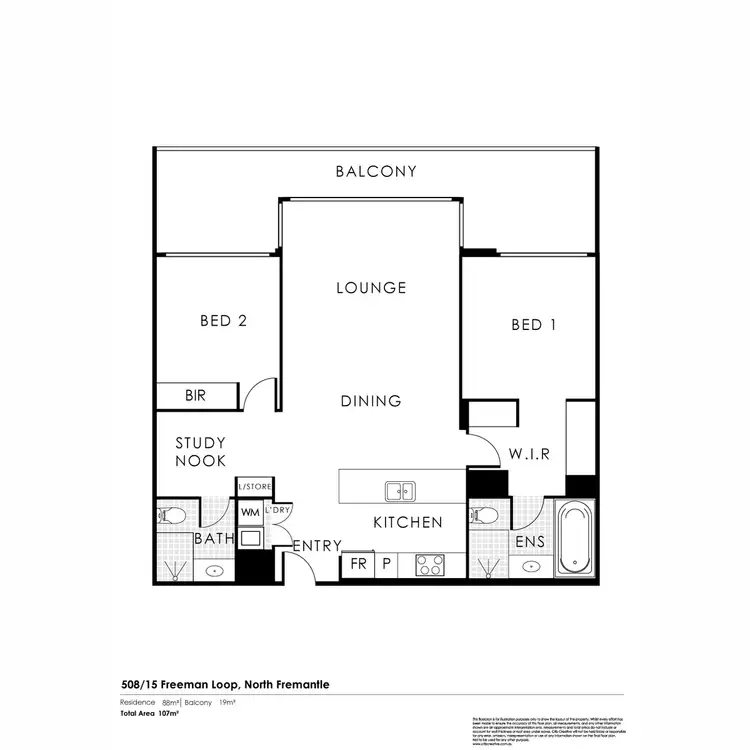 Floorplan of Homely apartment listing, 508/15 Freeman Loop, North Fremantle WA 6159
