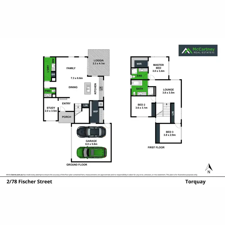 Floorplan of Homely townhouse listing, 2/78 Fischer Street, Torquay VIC 3228
