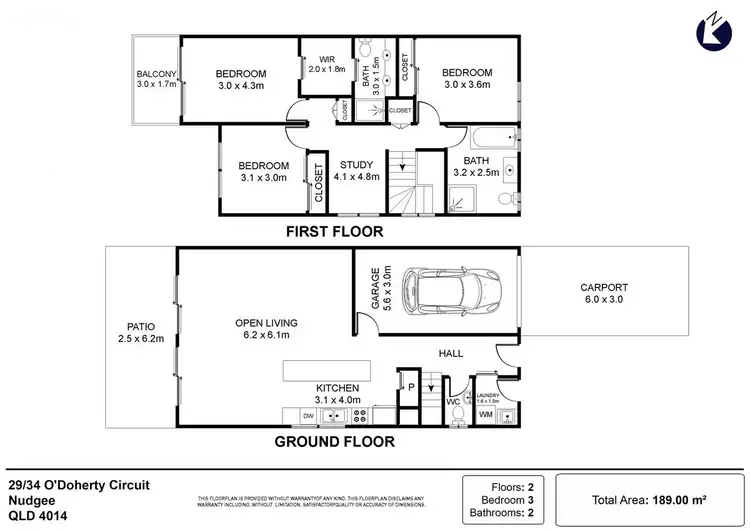 Floorplan of Homely townhouse listing, 29/34 O'Doherty Circuit, Nudgee QLD 4014