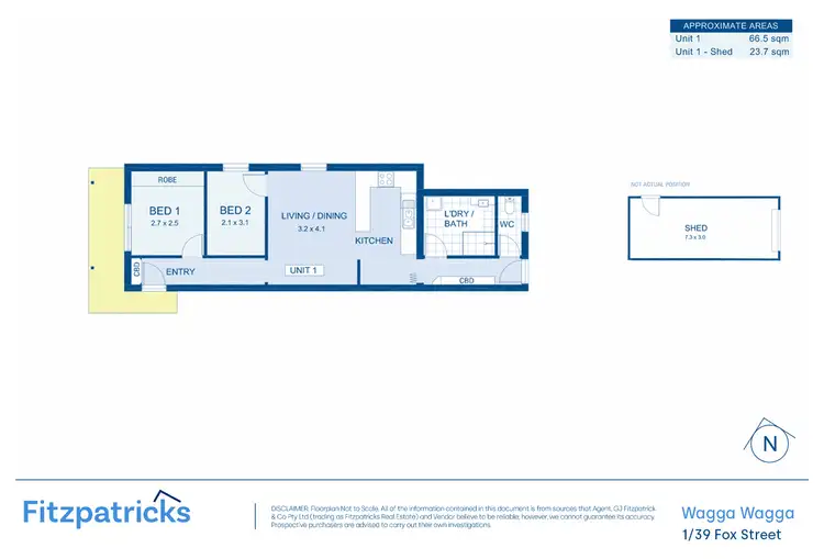 Floorplan of Homely unit listing, 1/39 Fox Street, Wagga Wagga NSW 2650