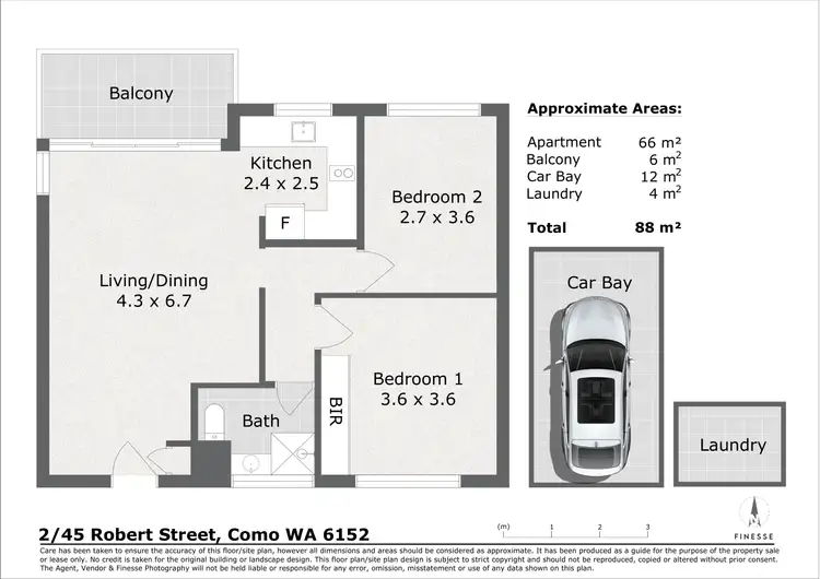 Floorplan of Homely unit listing, 2/45 Robert Street, Como WA 6152