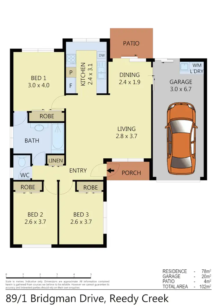 Floorplan of Homely semi-detached listing, 89/1 Bridgman Drive, Reedy Creek QLD 4227