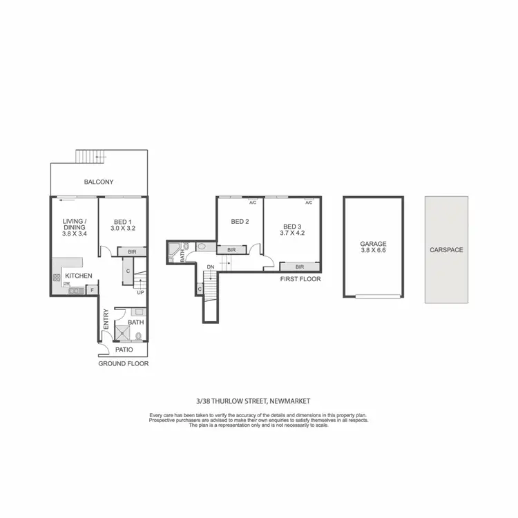 Floorplan of Homely townhouse listing, 3/38 Thurlow Street, Newmarket QLD 4051