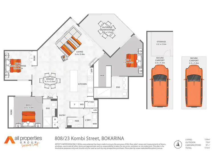 Floorplan of Homely apartment listing, 808/23 Kombi Street, Bokarina QLD 4575