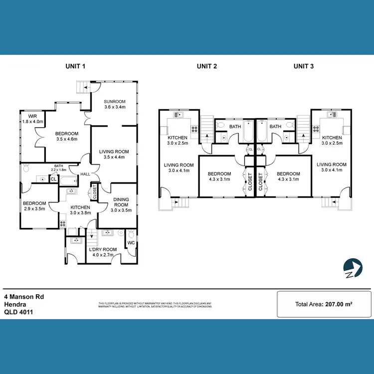 Floorplan of Homely block of units listing, 4 Manson Road, Hendra QLD 4011