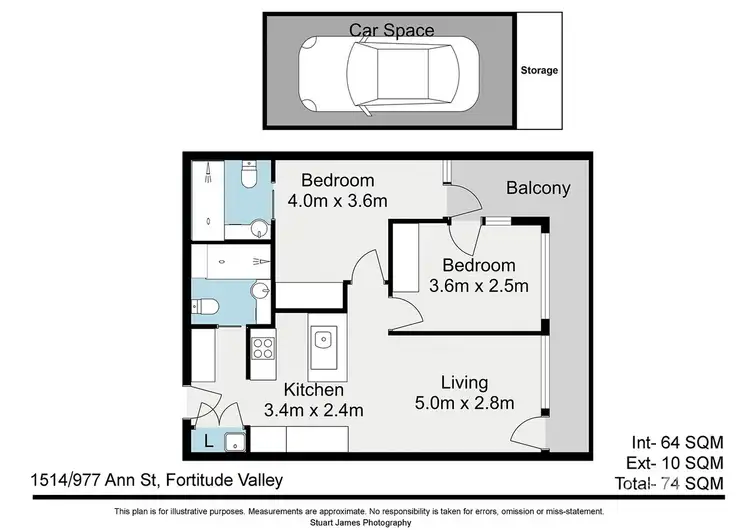 Floorplan of Homely apartment listing, 1514/977 Ann Street, Fortitude Valley QLD 4006