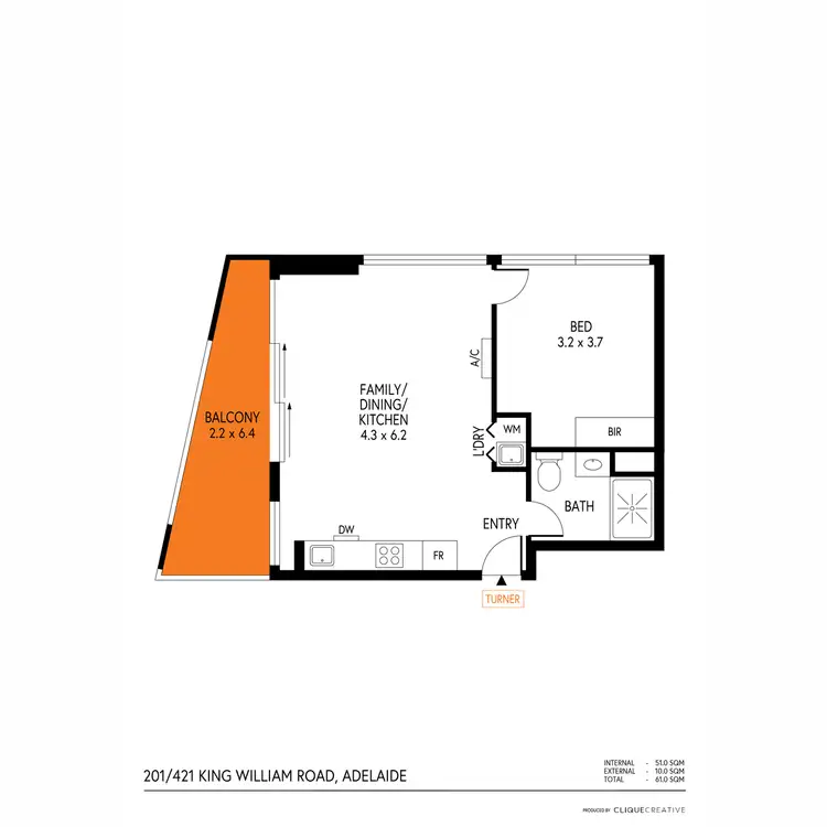 Floorplan of Homely apartment listing, 201/421 King William Road, Adelaide SA 5000