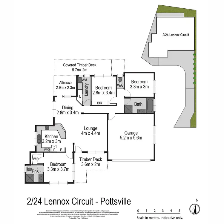 Floorplan of Homely semi-detached listing, 2/24 Lennox Circuit, Pottsville NSW 2489