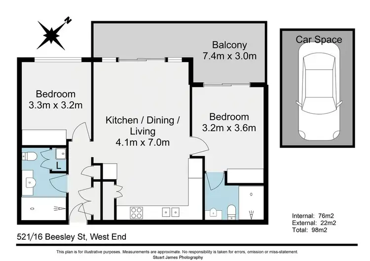 Floorplan of Homely apartment listing, 521/16 Beesley Street, West End QLD 4101