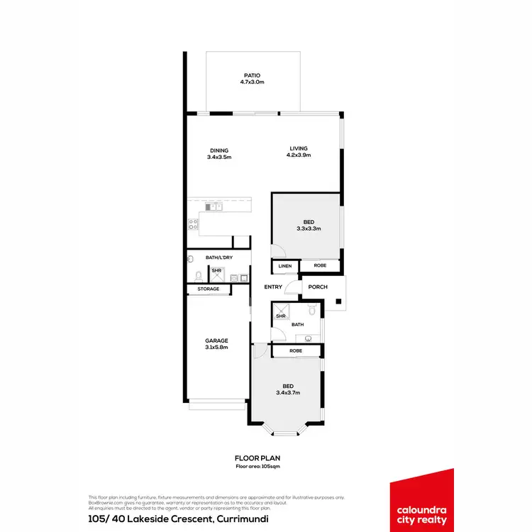 Floorplan of Homely villa listing, 105/40 Lakeside Crescent, Currimundi QLD 4551