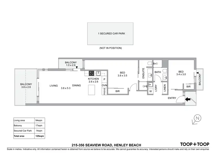 Floorplan of Homely apartment listing, 215/356 Seaview Road, Henley Beach SA 5022