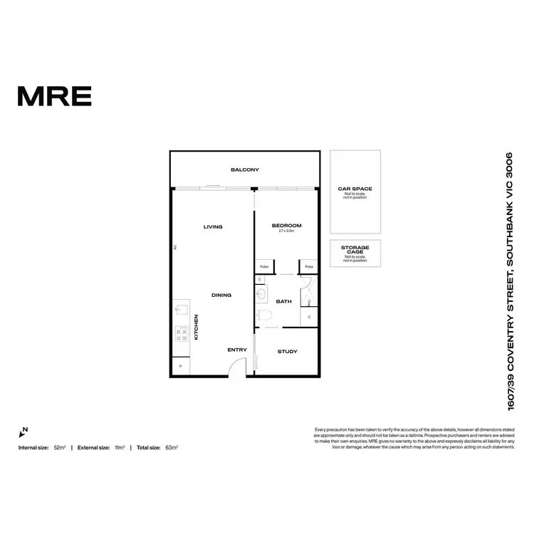 Floorplan of Homely apartment listing, 1607/39 Coventry Street, Southbank VIC 3006