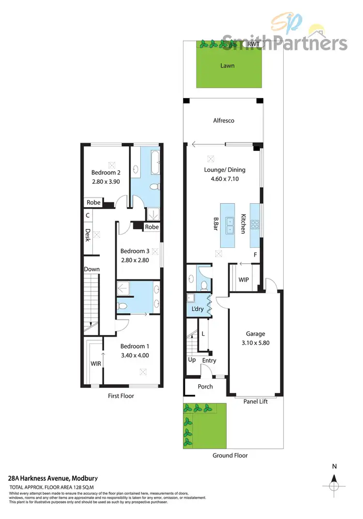 Floorplan of Homely townhouse listing, 28A Harkness Avenue, Modbury SA 5092