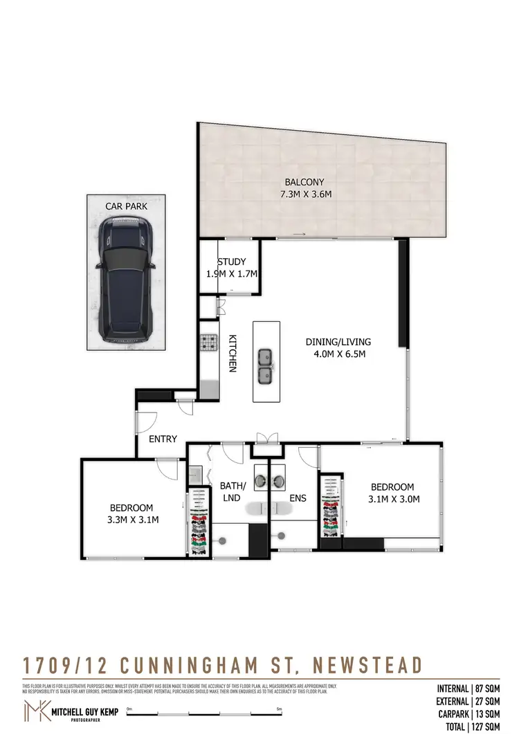 Floorplan of Homely apartment listing, 1709/12 Cunningham Street, Newstead QLD 4006