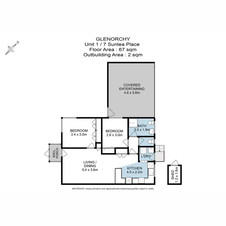 Floorplan of Homely unit listing, 1/7 Sunlea Place, Glenorchy TAS 7010