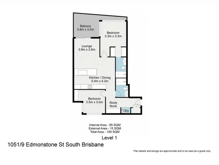 Floorplan of Homely apartment listing, 1051/9 Edmondstone Street, South Brisbane QLD 4101
