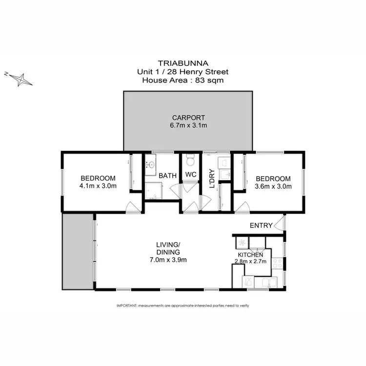 Floorplan of Homely house listing, 1/28 Henry Street, Triabunna TAS 7190