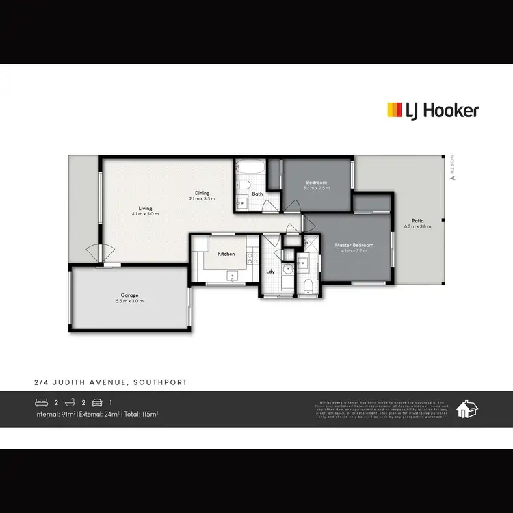 Floorplan of Homely semi-detached listing, 2/4 Judith Avenue, Southport QLD 4215