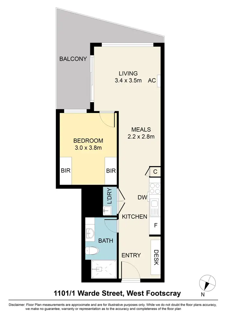 Floorplan of Homely apartment listing, 1101/1 Warde Street, Footscray VIC 3011