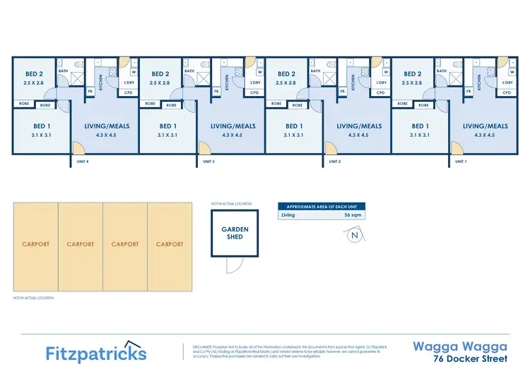 Floorplan of Homely unit listing, 1-4/78 Docker Street, Wagga Wagga NSW 2650