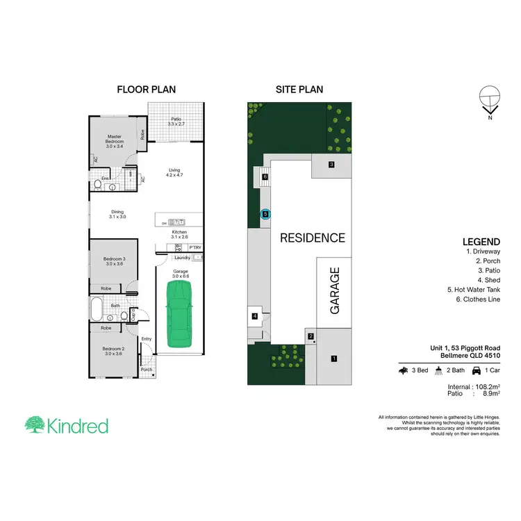Floorplan of Homely semi-detached listing, 1/53 Piggott Road, Bellmere QLD 4510