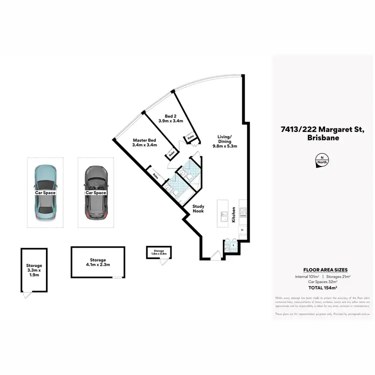 Floorplan of Homely apartment listing, 7413/222 Margaret Street, Brisbane City QLD 4000