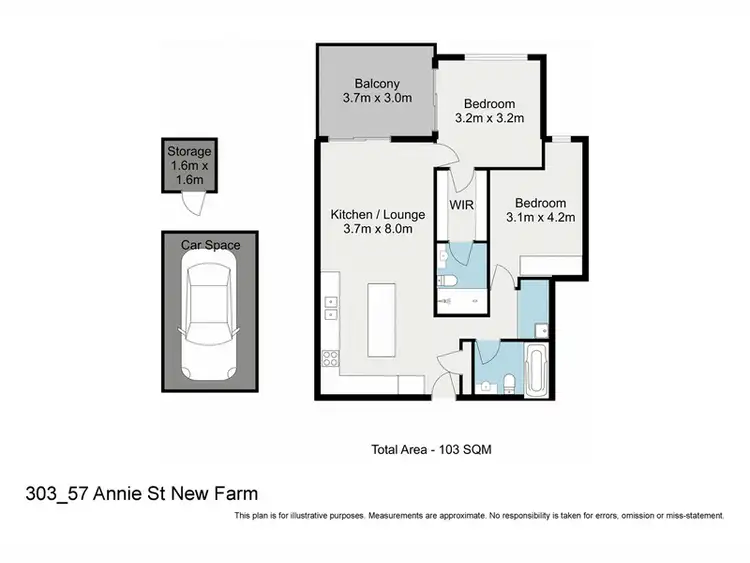 Floorplan of Homely unit listing, 303/57 Annie Street, New Farm QLD 4005