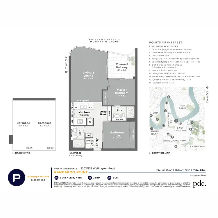 Floorplan of Homely unit listing, 1203/232 Wellington Road, Kangaroo Point QLD 4169