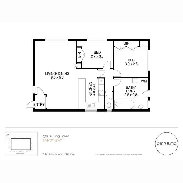 Floorplan of Homely unit listing, 3/104 King Street, Sandy Bay TAS 7005