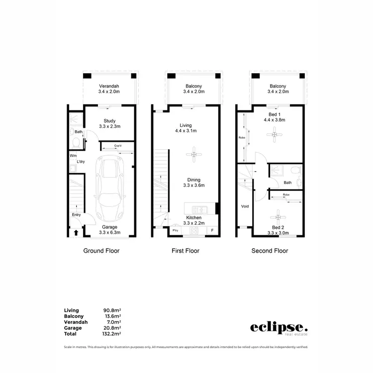 Floorplan of Homely townhouse listing, 1/5 Coventry Street, Mawson Lakes SA 5095