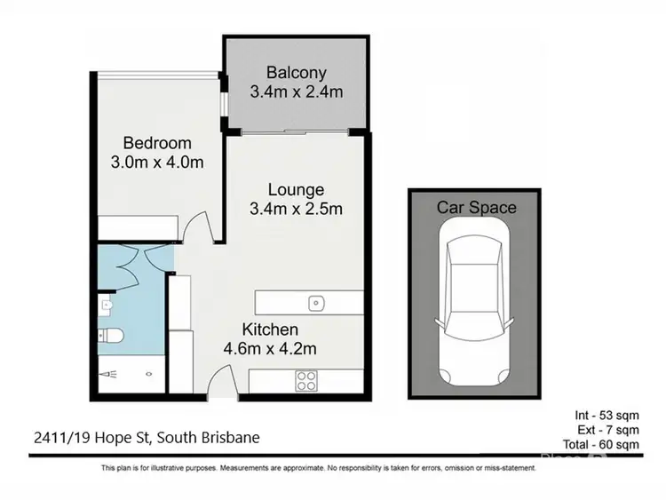 Floorplan of Homely apartment listing, 2411/19 Hope Street, South Brisbane QLD 4101