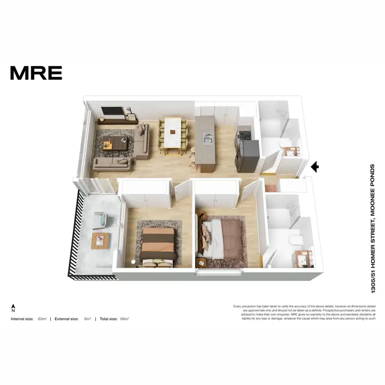 Floorplan of Homely apartment listing, 1305/51 Homer Street, Moonee Ponds VIC 3039