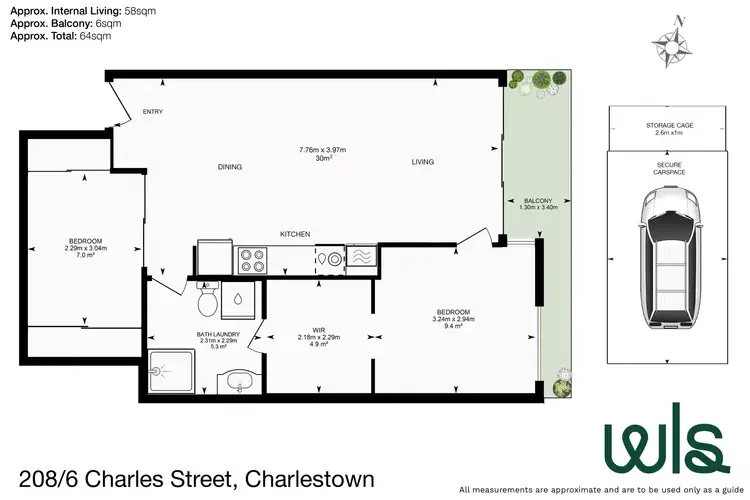 Floorplan of Homely apartment listing, 208/6 Charles Street, Charlestown NSW 2290