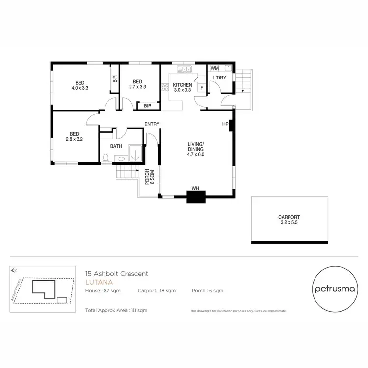 Floorplan of Homely house listing, 15 Ashbolt Crescent, Lutana TAS 7009